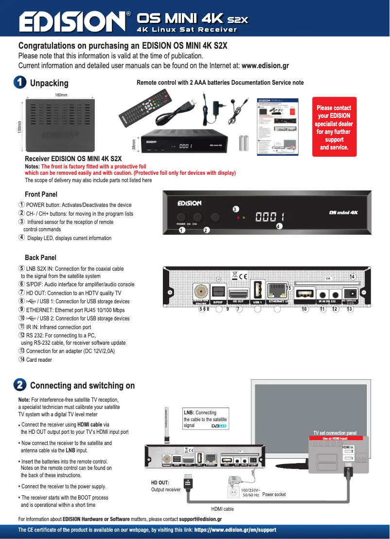 Page n°1 - Manuel utilisateur Edision OS MINI 4K S2X