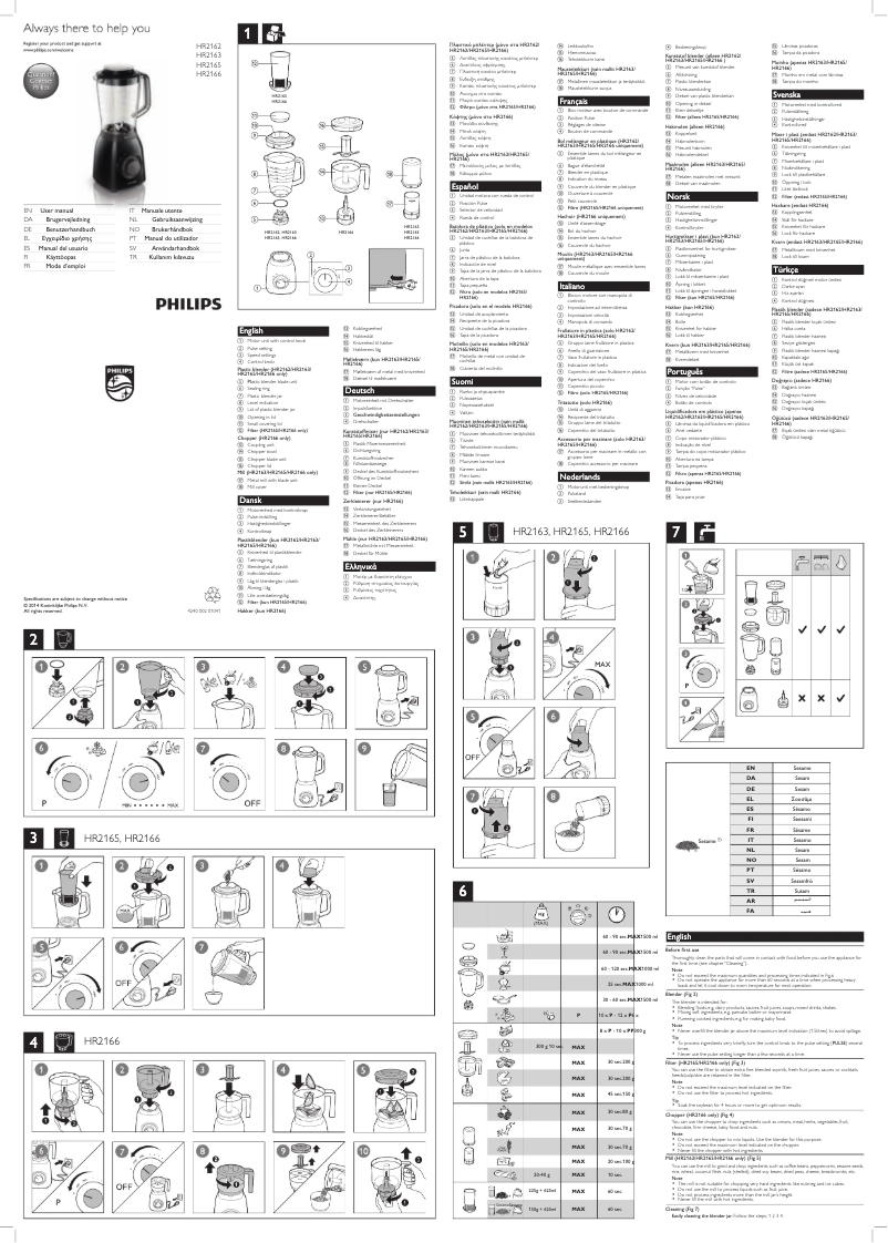 Page 1 de la notice Manuel utilisateur Philips Viva Collection HR2162