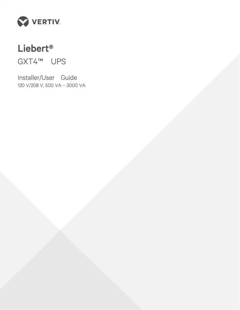 Page n°1 - Manuel utilisateur Liebert GXT4