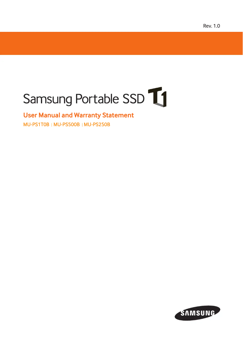 Page 1 de la notice Manuel utilisateur Samsung MU-PS1T0B T1