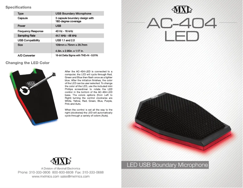 Page 1 de la notice Manuel utilisateur MXL AC-404