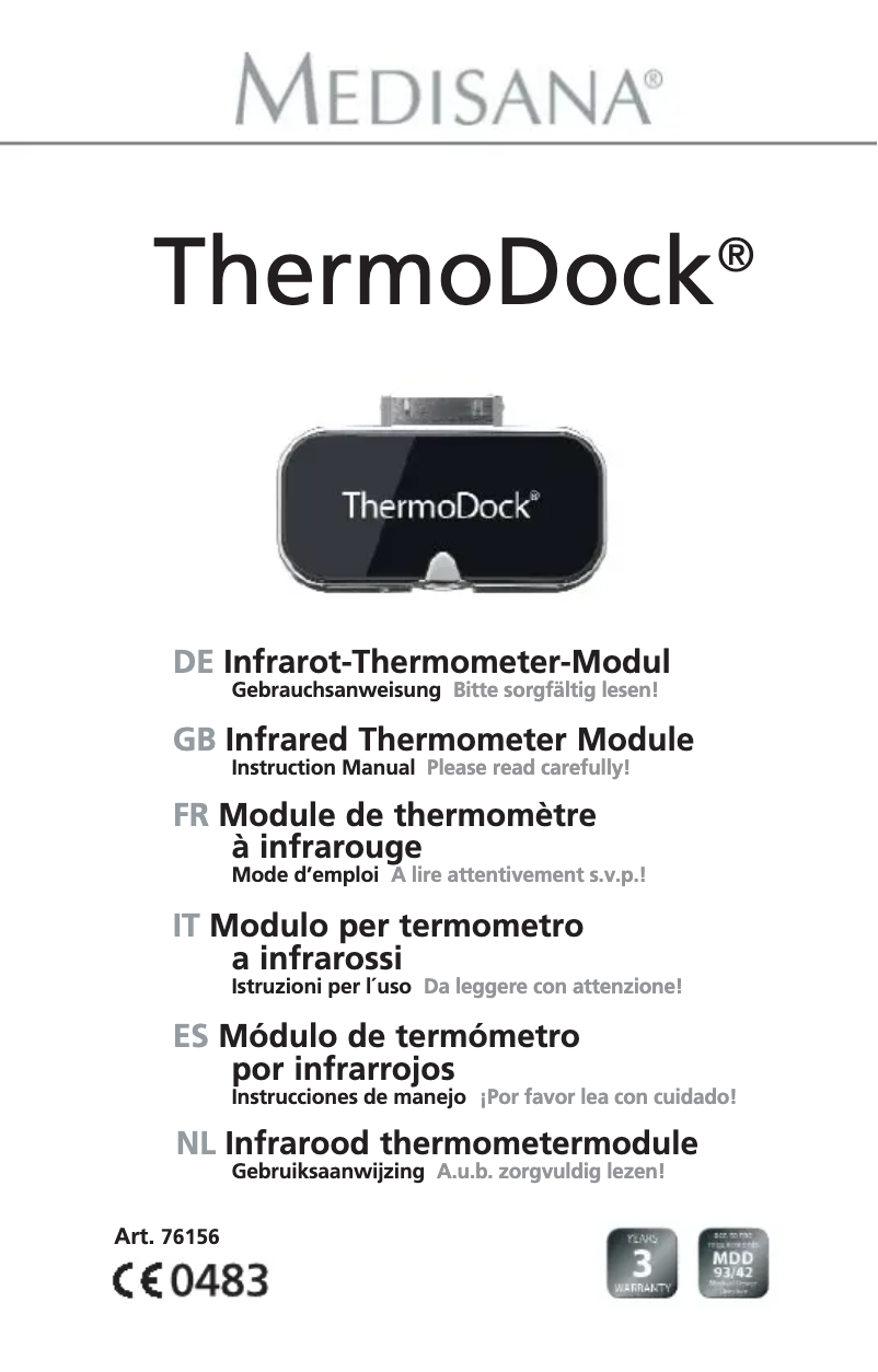 Page n°1 - Manuel utilisateur Medisana ThermoDock
