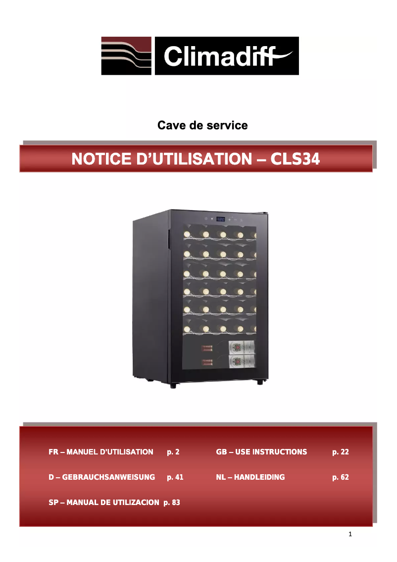 Page n°1 - Manuel utilisateur Climadiff CLS34