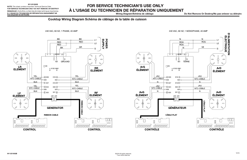 Page 1 de la notice Schéma de câblage JennAir JIC4730HS