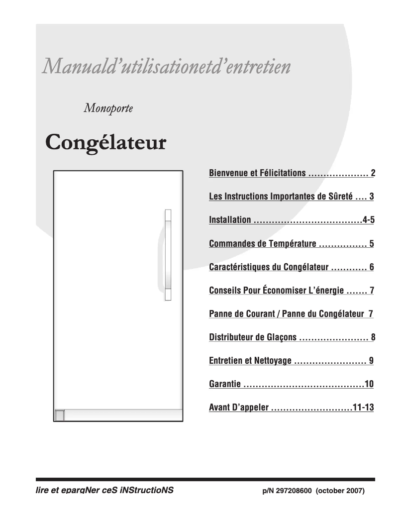 Page n°1 - Manuel utilisateur Frigidaire GLFH1779GW
