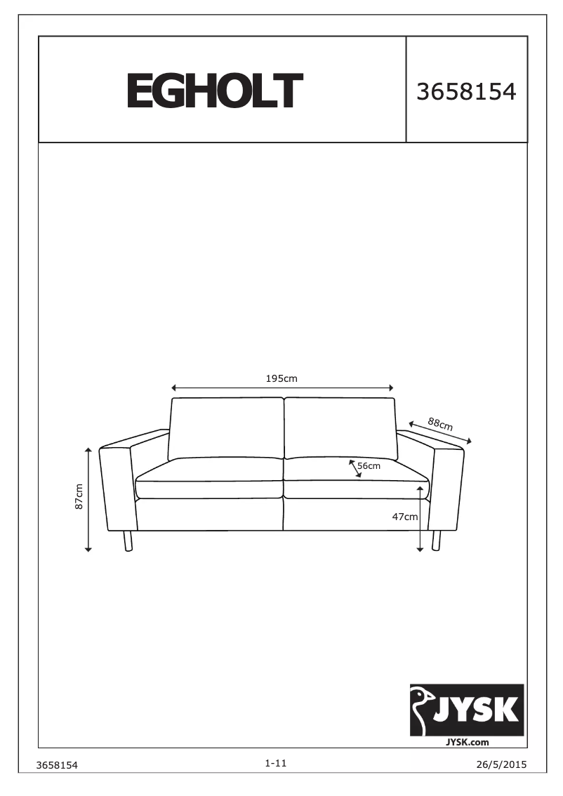 Page 1 de la notice Manuel utilisateur JYSK Egholt