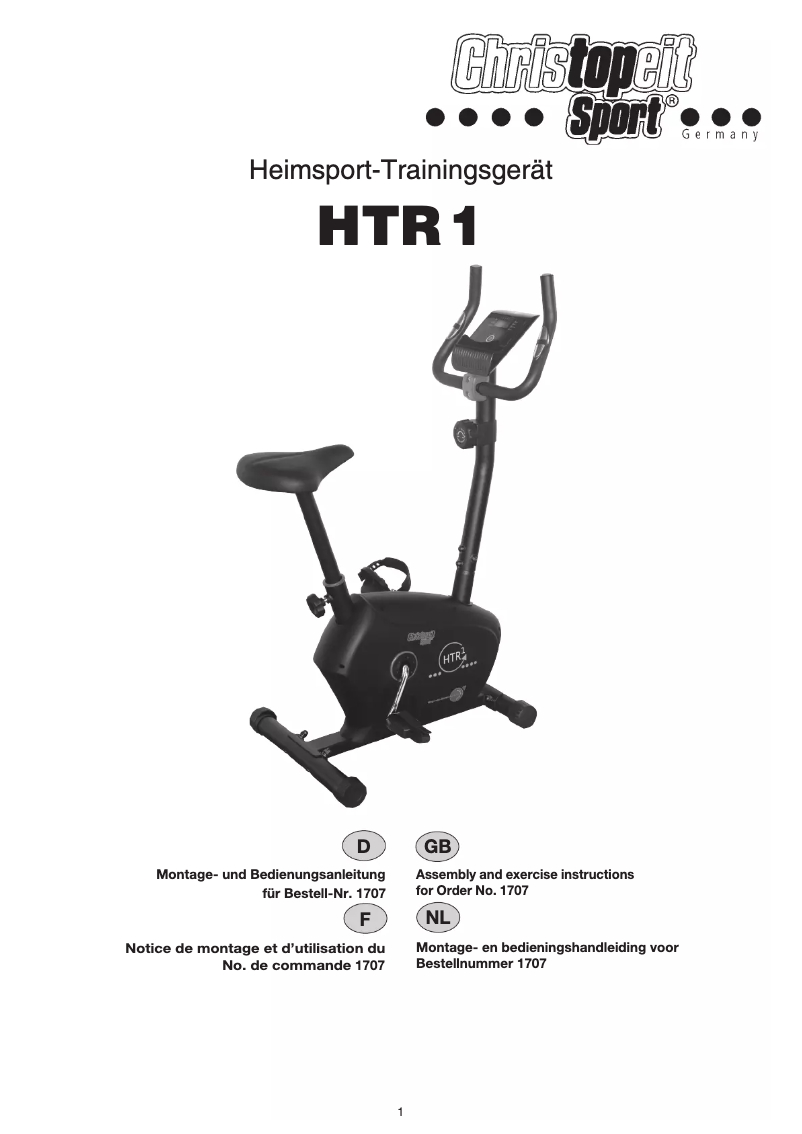 Page 1 de la notice Manuel utilisateur Christopeit HTR 1