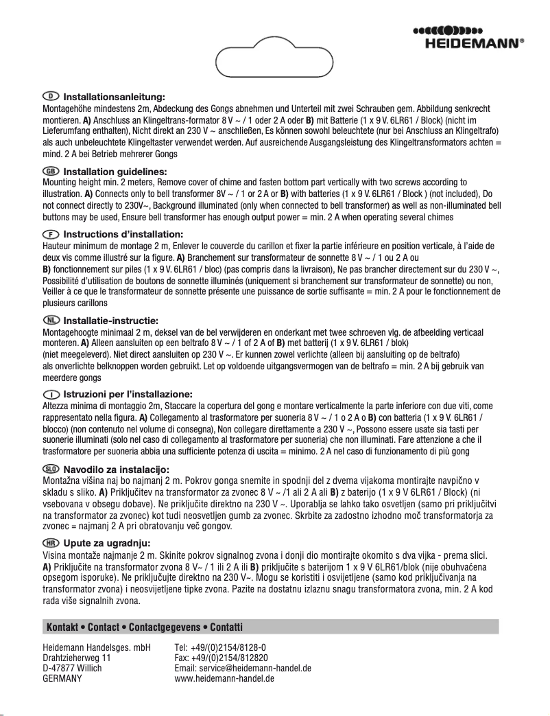 Page 1 de la notice Manuel utilisateur Heidemann Lumen