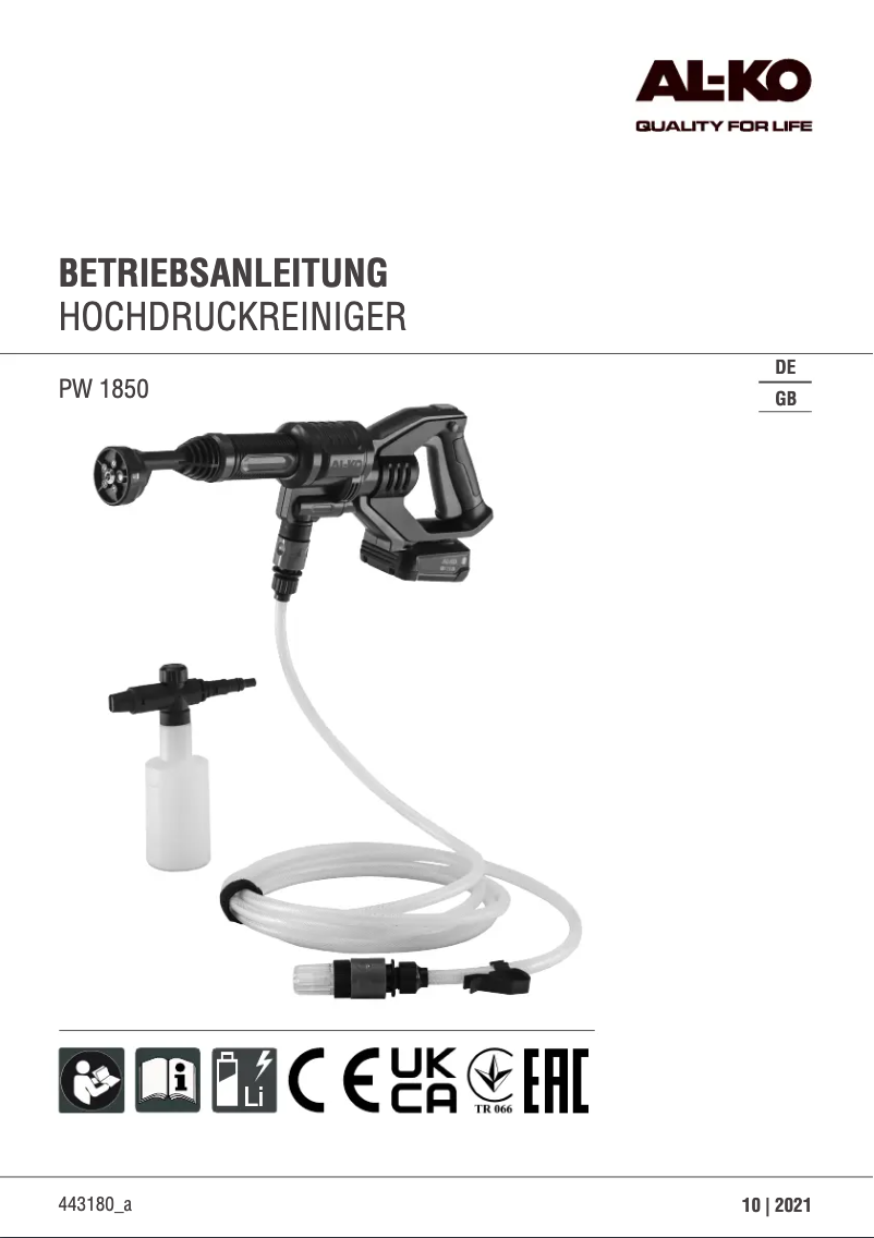 Página 1 del manual Manual de usuario AL-KO PW 1850