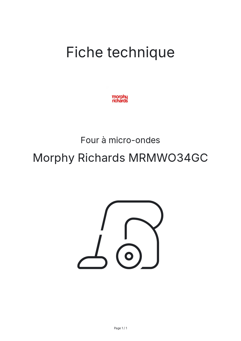 Page n°1 - Fiche technique Morphy Richards MRMWO34GC