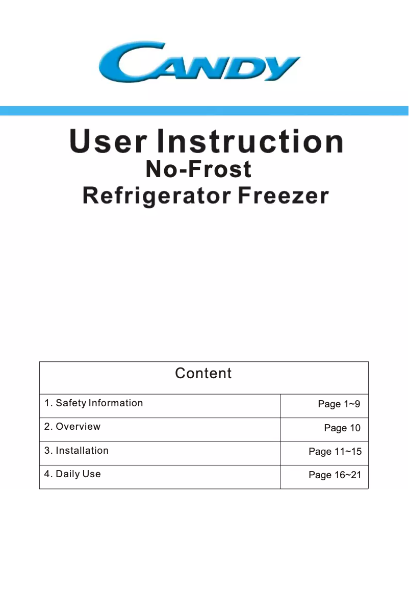 Page 1 de la notice Manuel utilisateur Candy CHDN 5172WN