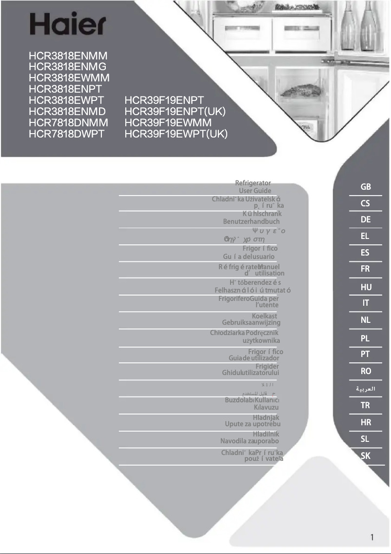 Page 1 de la notice Manuel utilisateur Haier HCR3818ENMM
