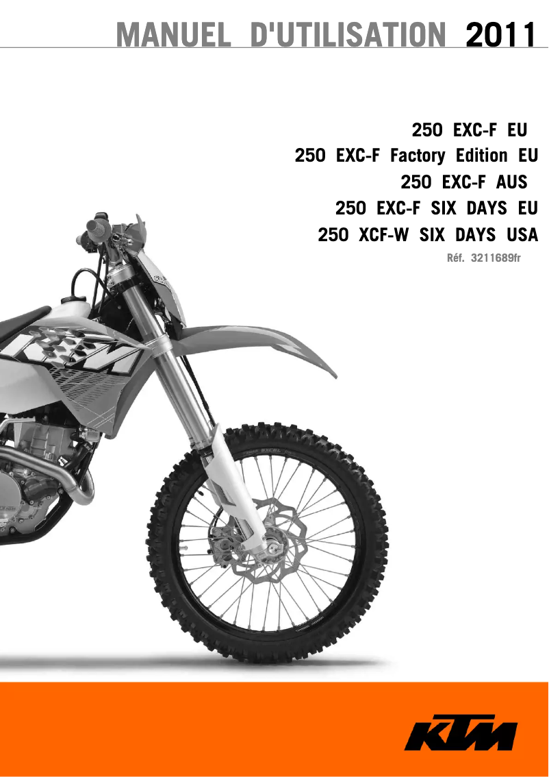 Página 1 del manual Manual de usuario KTM 250 EXC-F Six Days (2011)