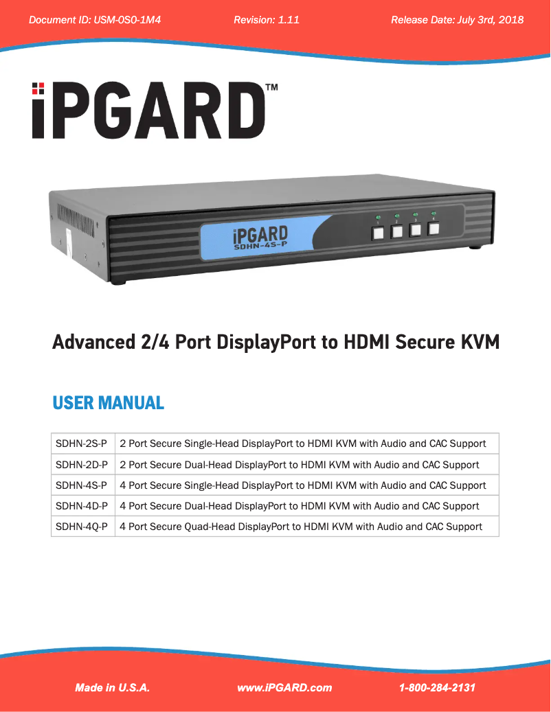 Page n°1 - Manuel utilisateur iPGARD SDHN-4Q-P