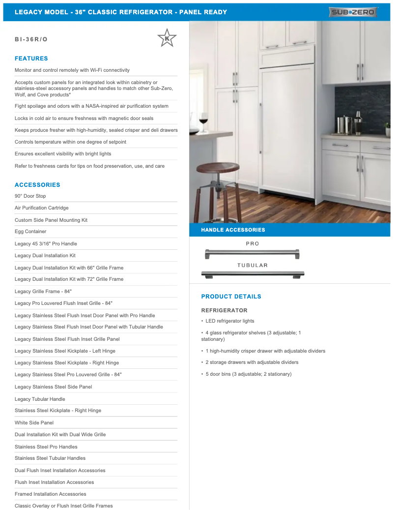 Page 1 de la notice Manuel utilisateur Sub-Zero BI-36O