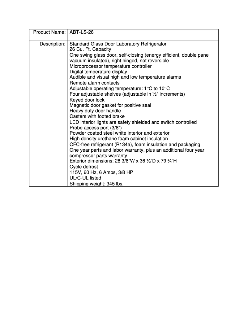 Page 1 de la notice Manuel utilisateur American BioTech Supply ABT-LS-26