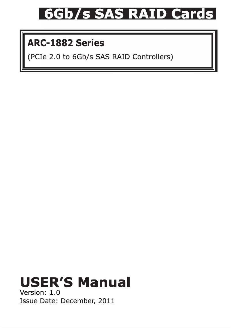 Page 1 de la notice Manuel utilisateur Areca ARC-1213-4X