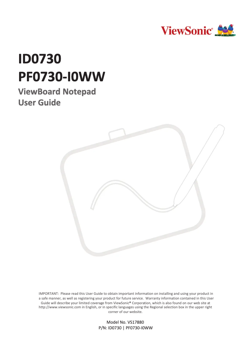 Page n°1 - Manuel utilisateur Viewsonic PF0730-I0WW