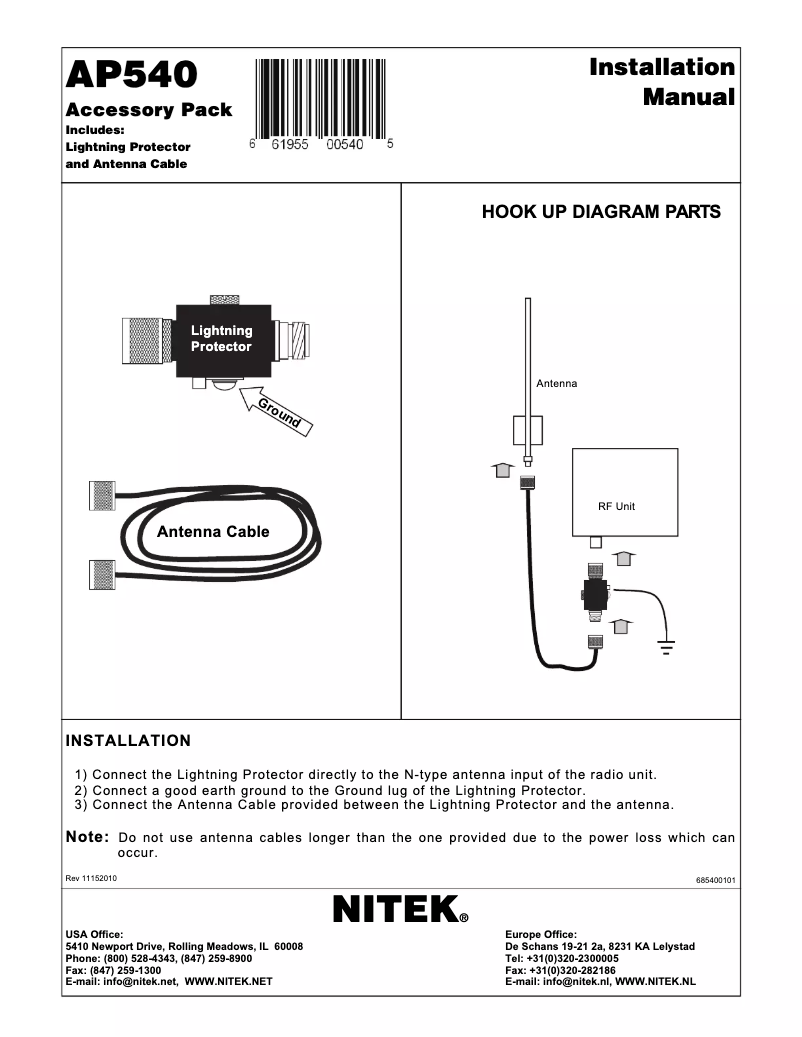 Página 1 del manual Manual de usuario Nitek AP540