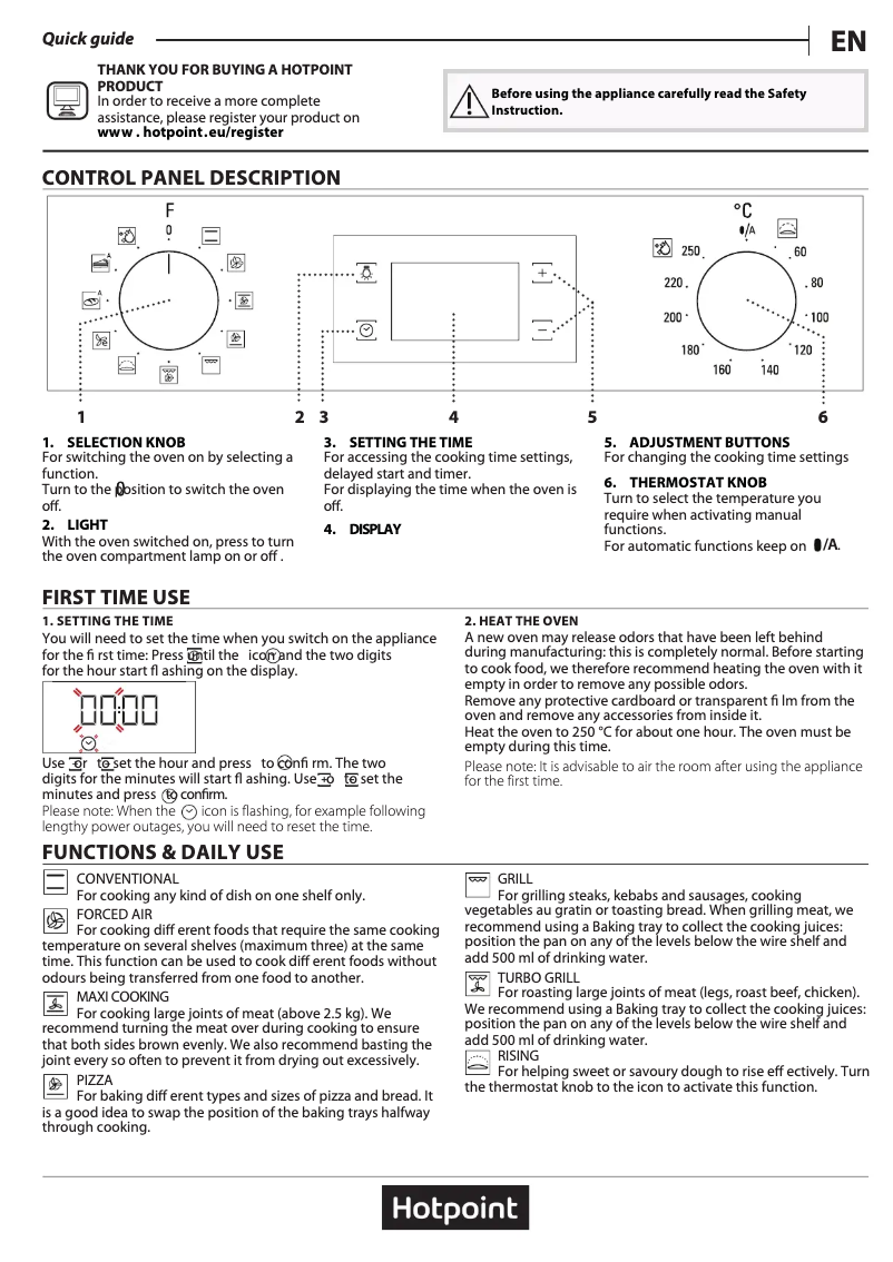 Page 1 de la notice Manuel utilisateur Hotpoint SA2 844 H IX