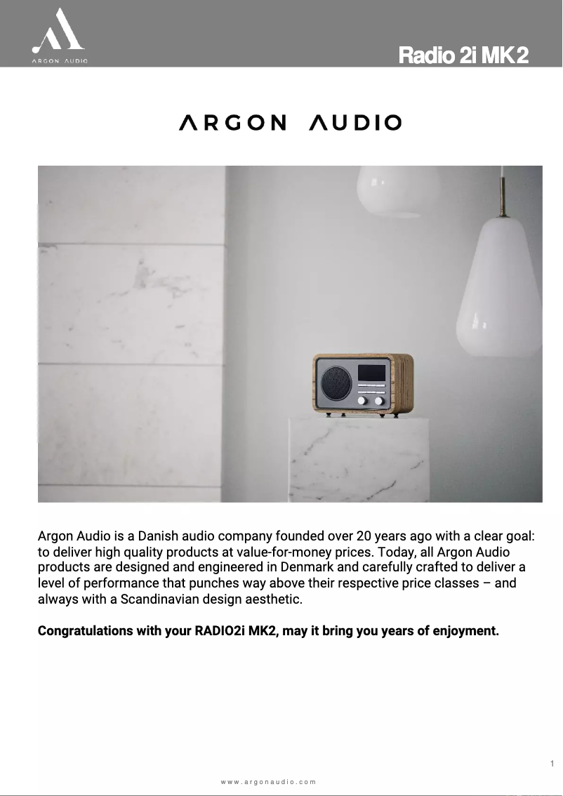Page 1 de la notice Manuel utilisateur Argon Radio 2i MK2