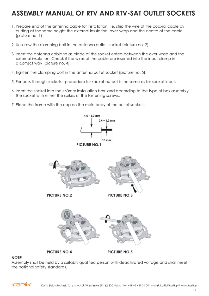 Page n°1 - Manuel utilisateur Karlik 1DR-1