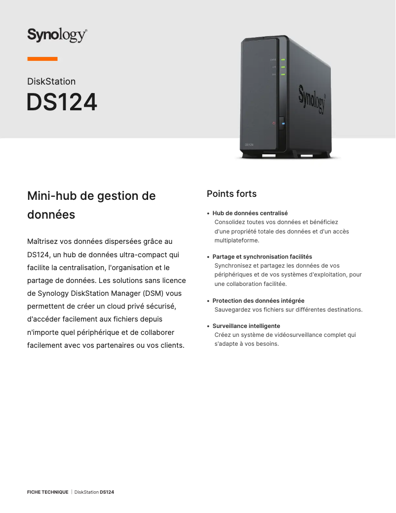 Image de la première page du manuel de l'appareil DiskStation DS124