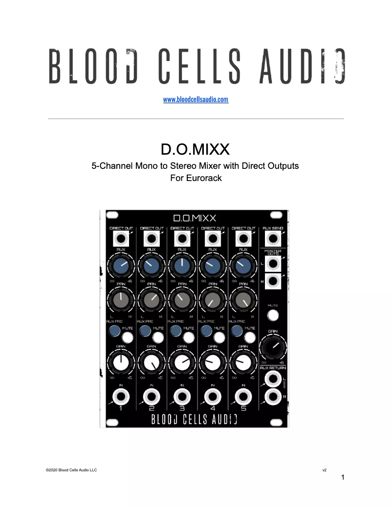 Page 1 de la notice Manuel utilisateur Blood Cells Audio D.O.MIXX