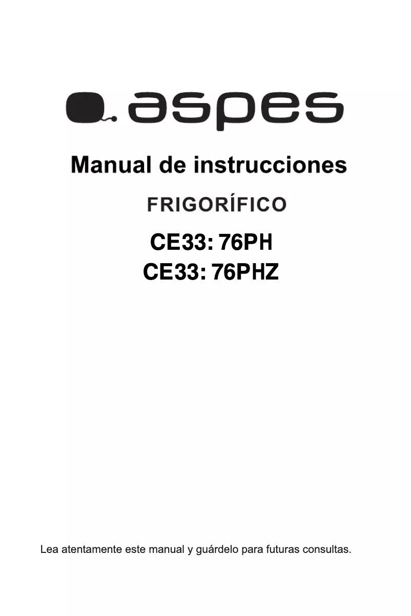 Page 1 de la notice Manuel utilisateur Aspes AC11854NF