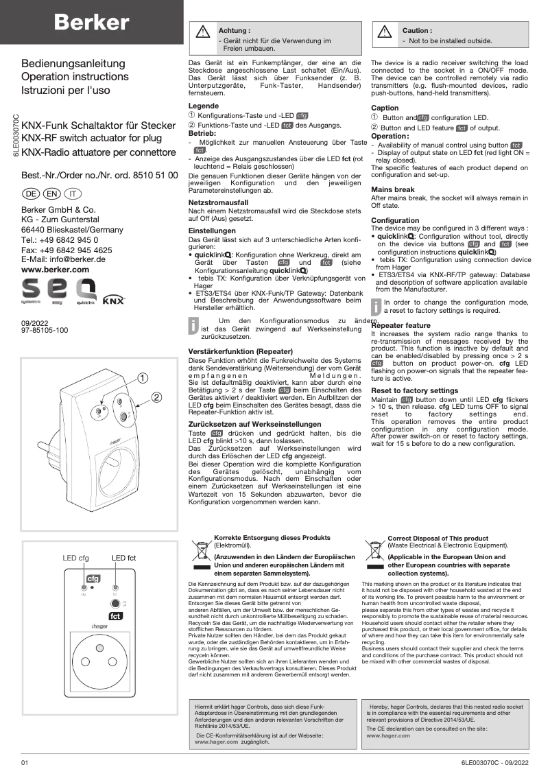 Imagen de la primera página del manual del dispositivo 85105100