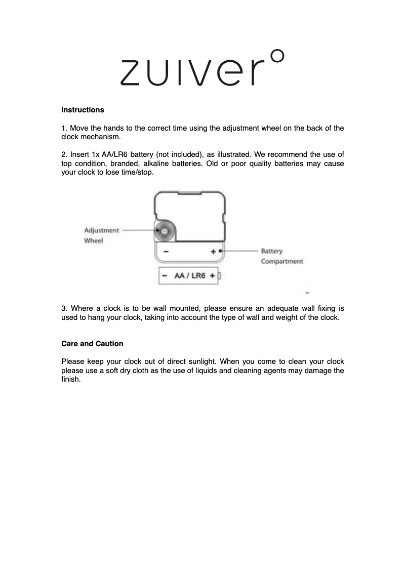Page 1 de la notice Manuel utilisateur Zuiver Bink Time