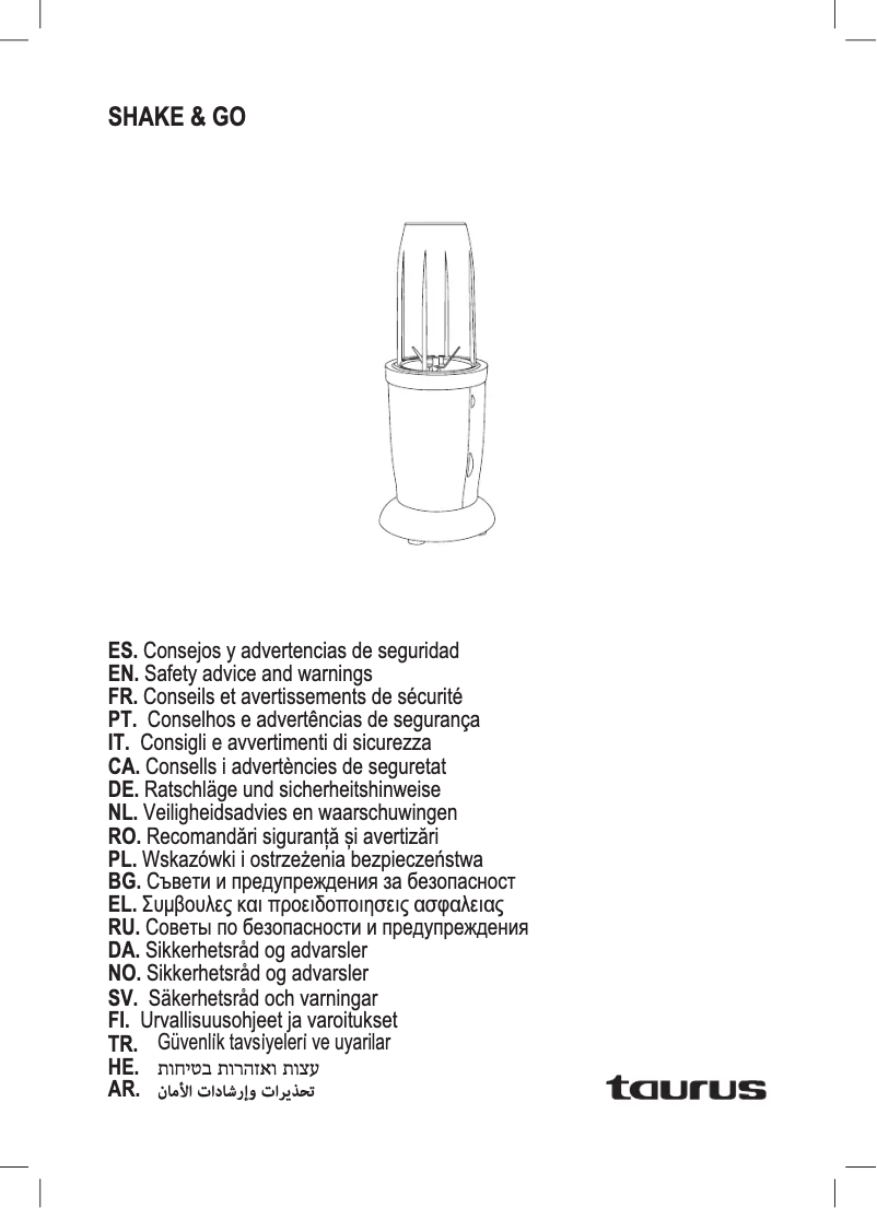 Página 1 del manual Manual de usuario Taurus Shake & Go