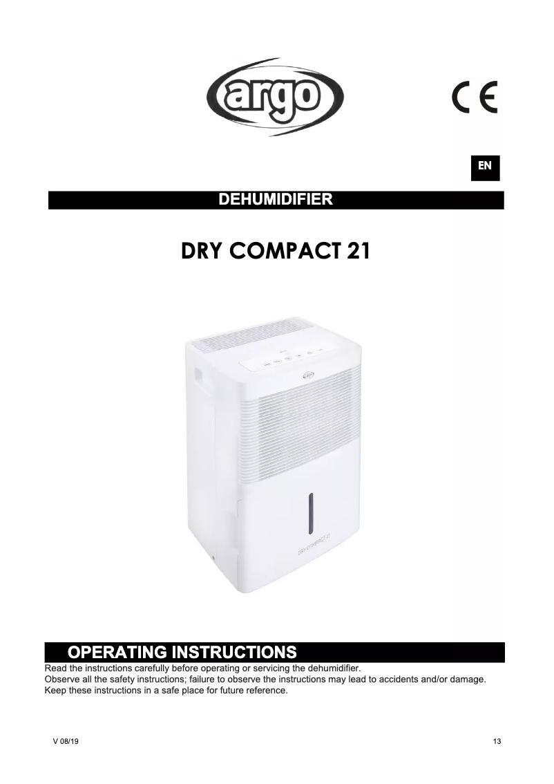 Page 1 of the manual User Manual ARGO Dry compact 21