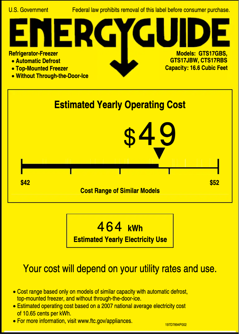 Image de la première page du manuel de l'appareil GTS17JBWWW