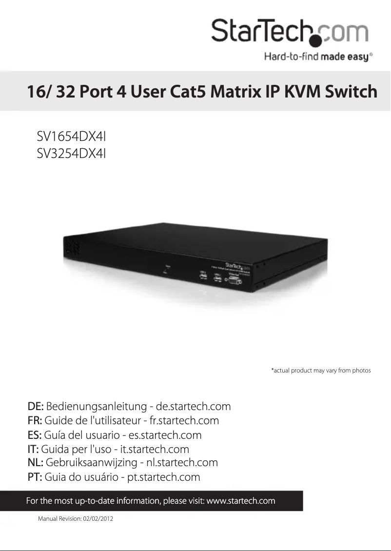 Page n°1 - Manuel utilisateur StarTech.com SV3254DX4I