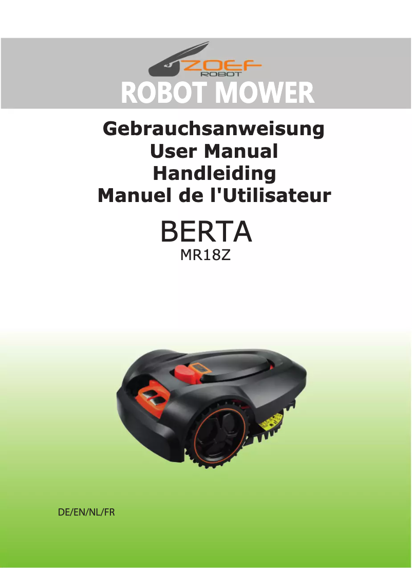 Page 1 of the manual User Manual Zoef Robot Berta MR18Z