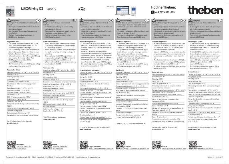 Image de la première page du manuel de l'appareil LUXORliving D2