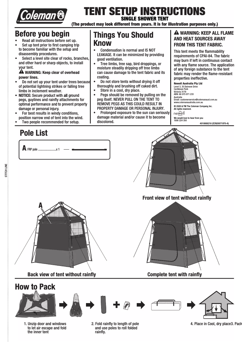 Page 1 of the manual User Manual Coleman Instant Up Single Ensuite
