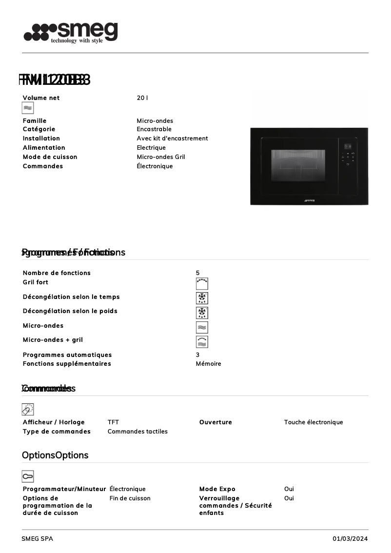 Image de la première page du manuel de l'appareil FMI120B3