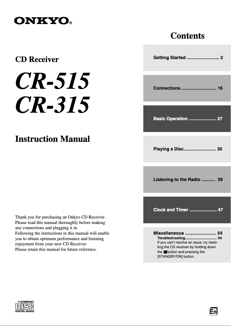 Image de la première page du manuel de l'appareil CR-315