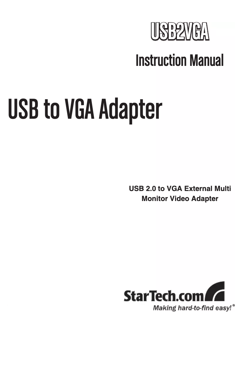 Page n°1 - Manuel utilisateur StarTech.com USB2VGA