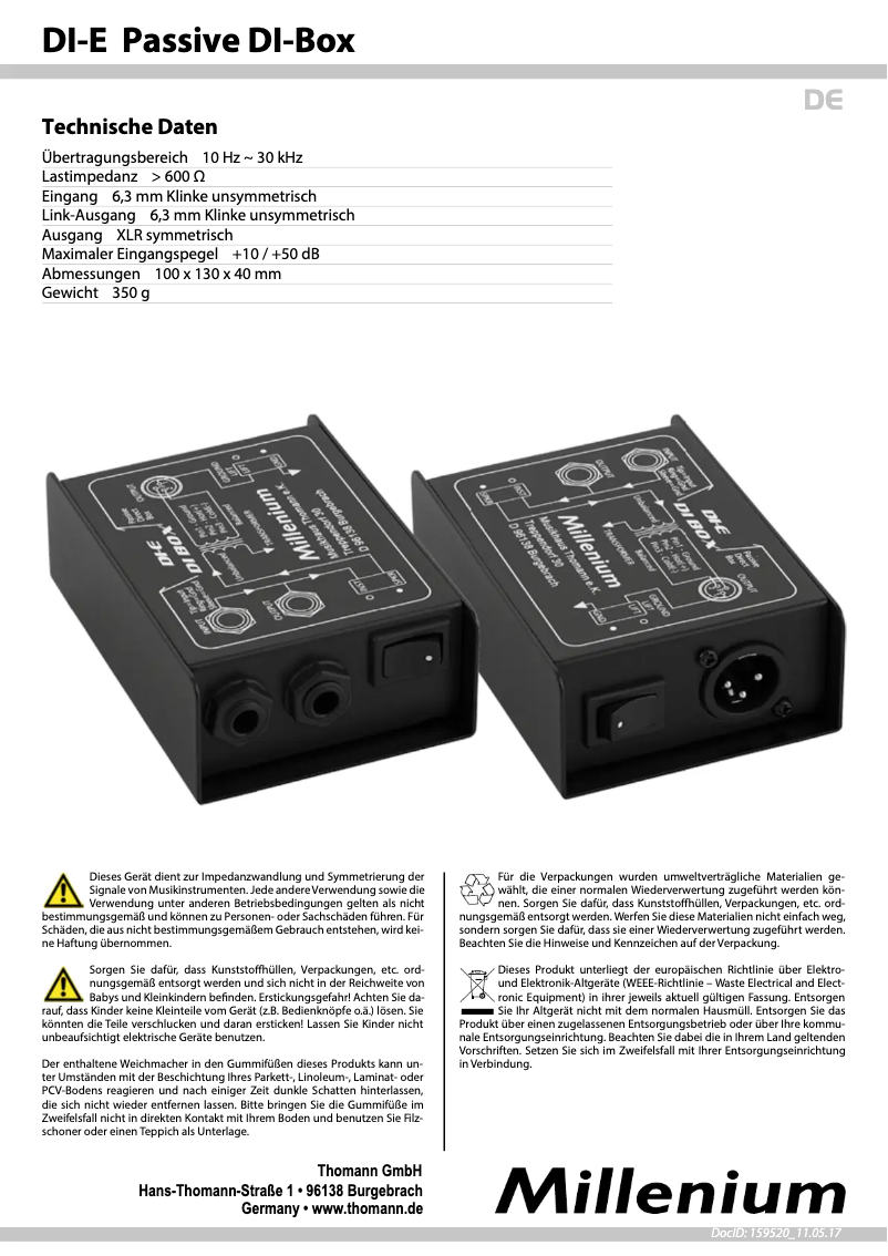 Image de la première page du manuel de l'appareil DI-E