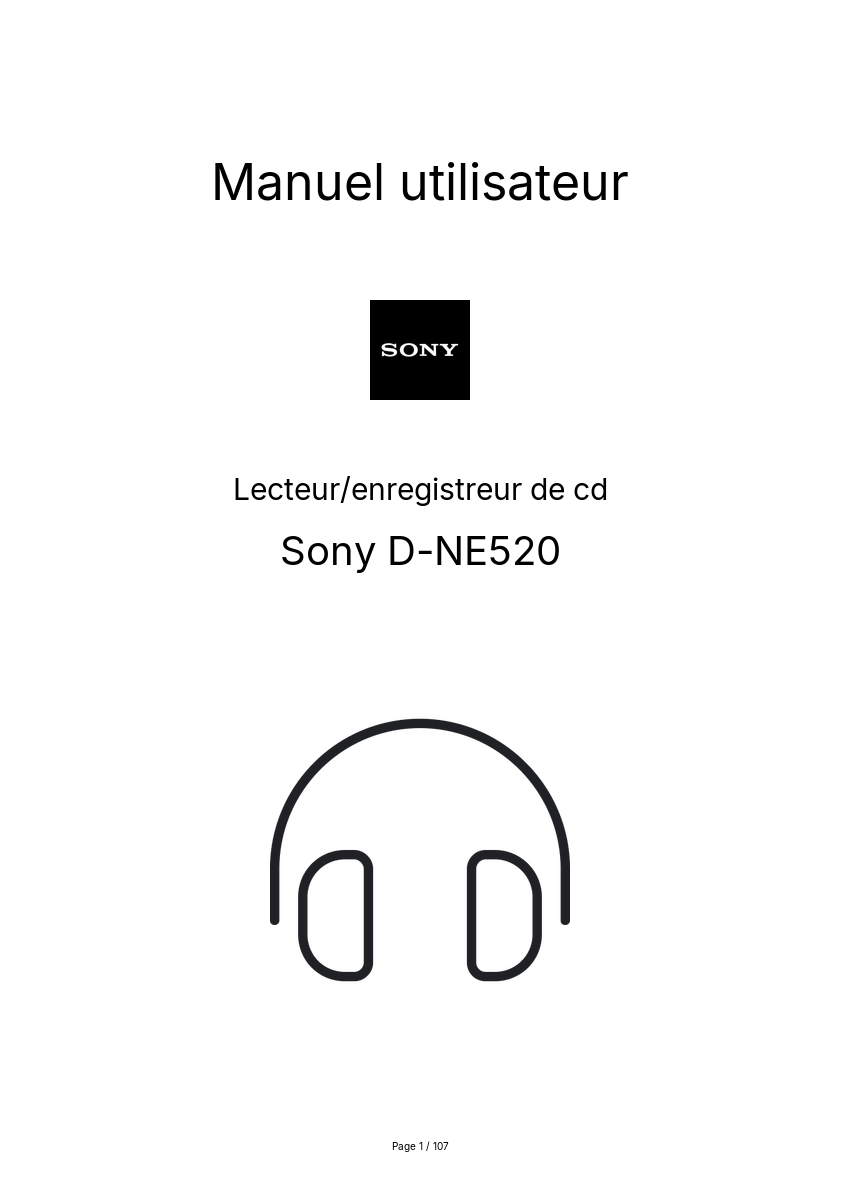 Page n°1 - Manuel utilisateur Sony D-NE520