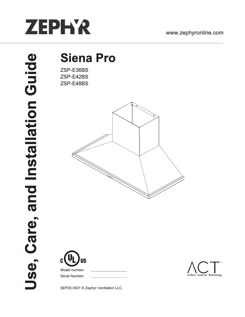 Page 1 de la notice Guide d'installation Zephyr ZSPE36BS