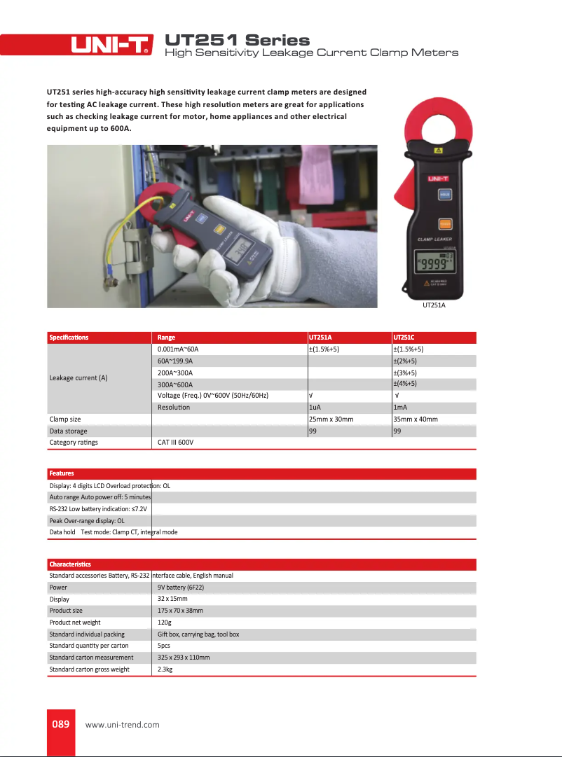 Image de la première page du manuel de l'appareil UT251C