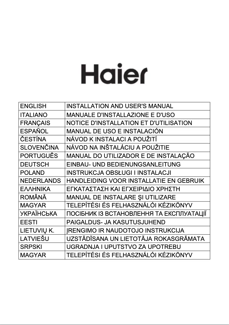 Image de la première page du manuel de l'appareil HATS6CBS4BWIFI