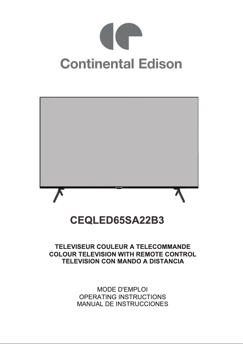 Page 1 de la notice Manuel utilisateur Continental Edison CEQLED65SA22B3