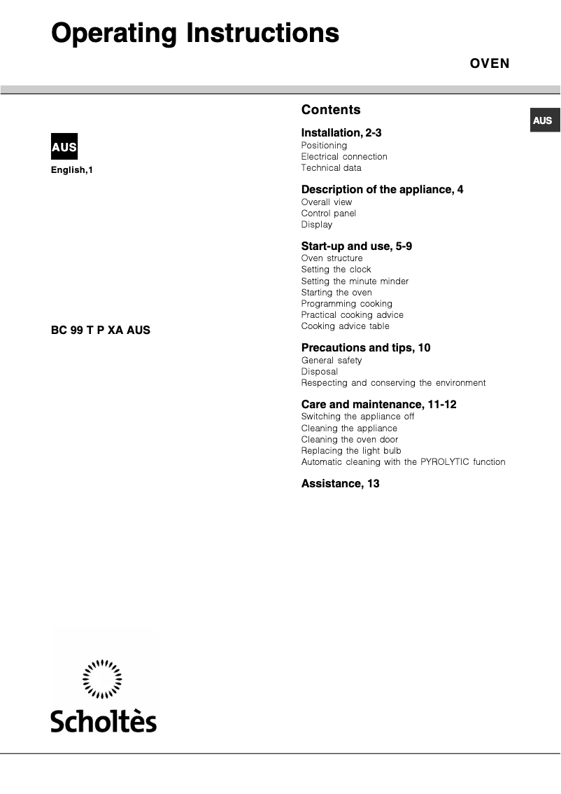 Image de la première page du manuel de l'appareil BC 99DT P XA