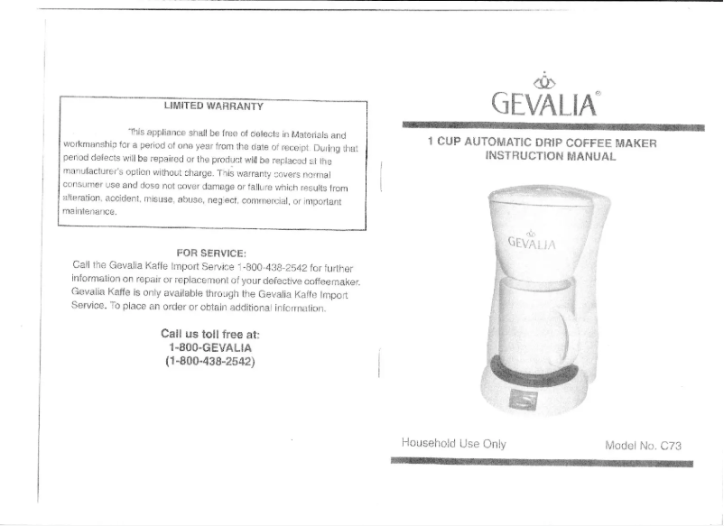 Page n°1 - Manuel utilisateur Gevalia C73