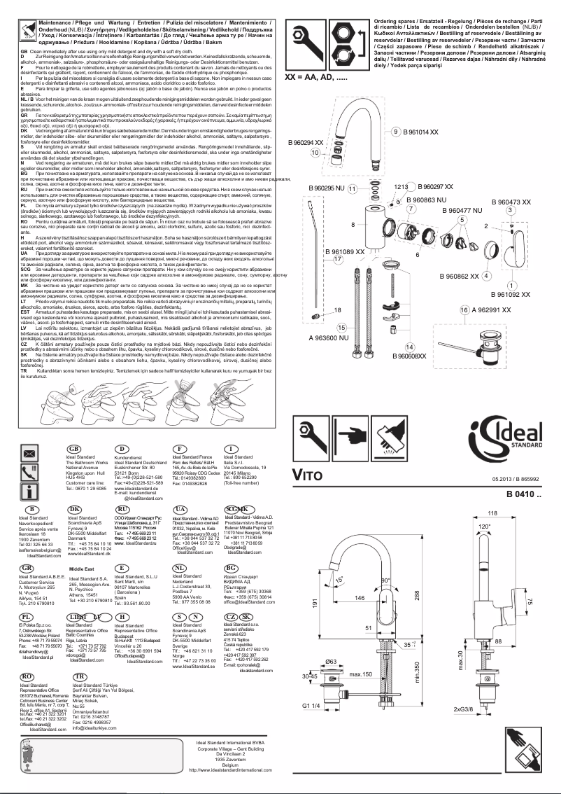 Page n°1 - Manuel utilisateur Ideal Standard E1054